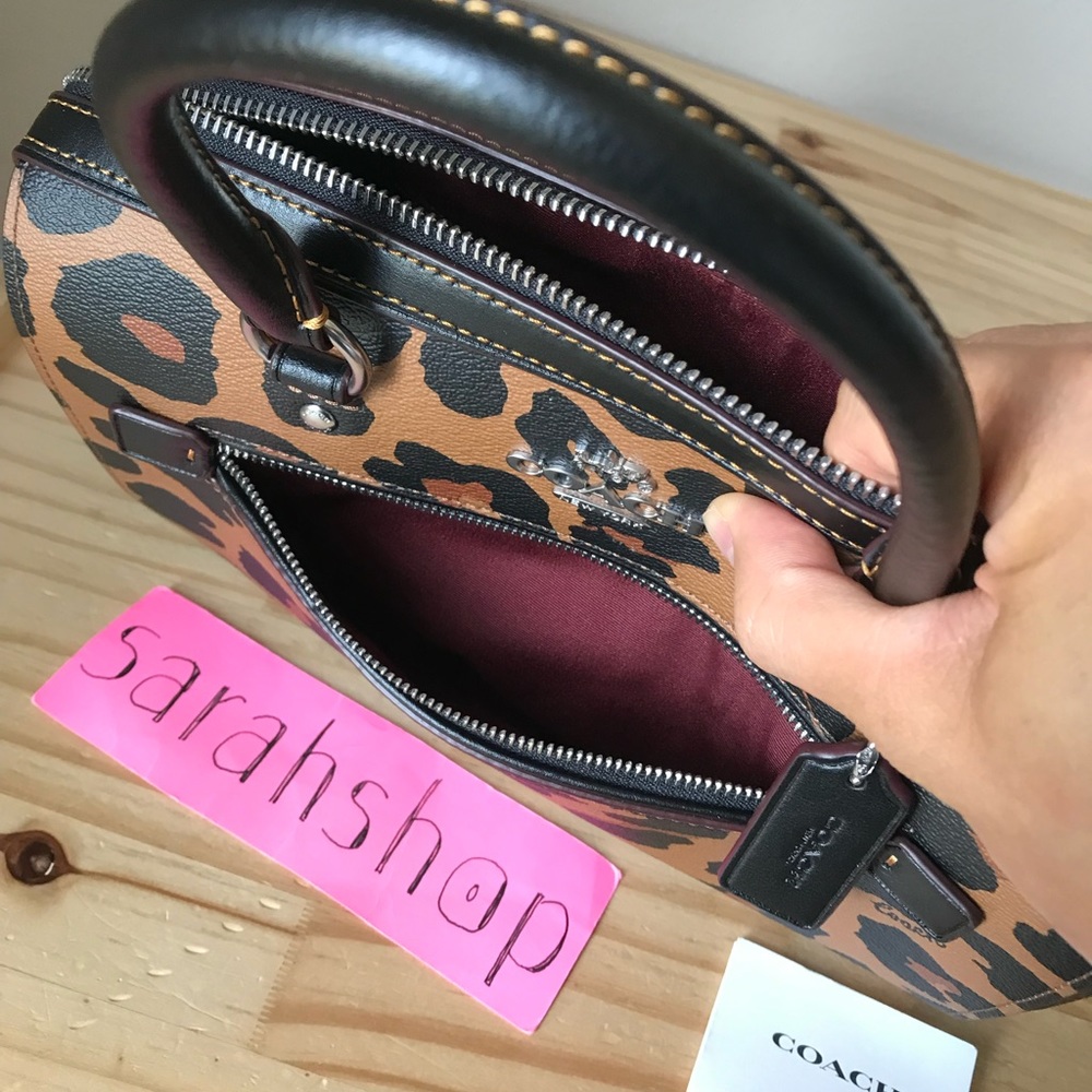 Coach Leopard Print Satchel with Black Accents - Picture 10 of 12
